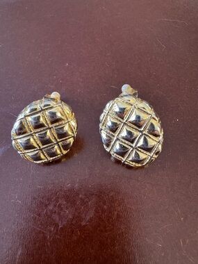 Carolee Gold-Tone Quilted Dome Clip-On Earrings